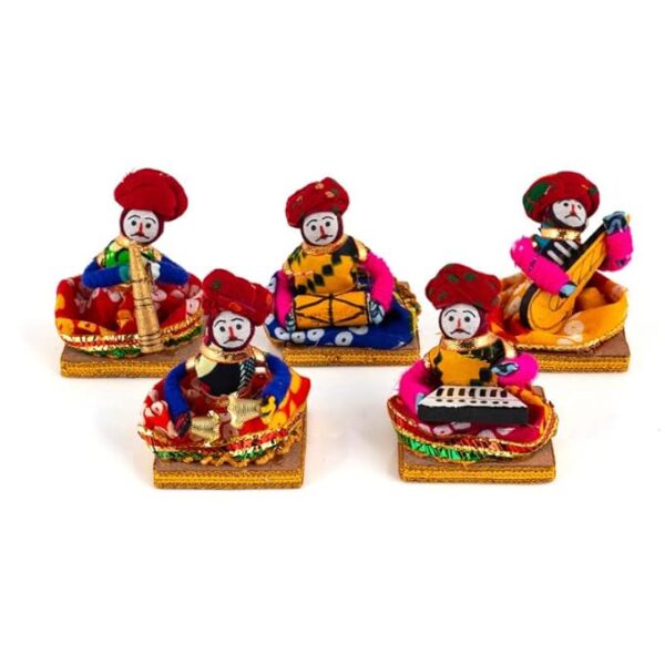 Recycled Material Rajasthani Musician Bawla Puppets Idol (7x28 cm Multicolor) -5 Piece (Male Puppets)