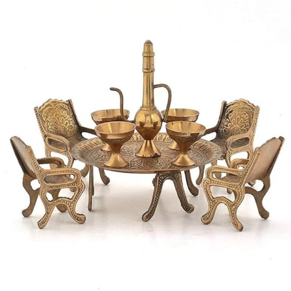 Royal Dining Table Set Elegant and Unique Antique Design Brass Vintage Rajasthani Decorative| Desk Accent| Gift| Showpiece| Interior Decoration Item| Room Decor| Home Decor| Handicraft