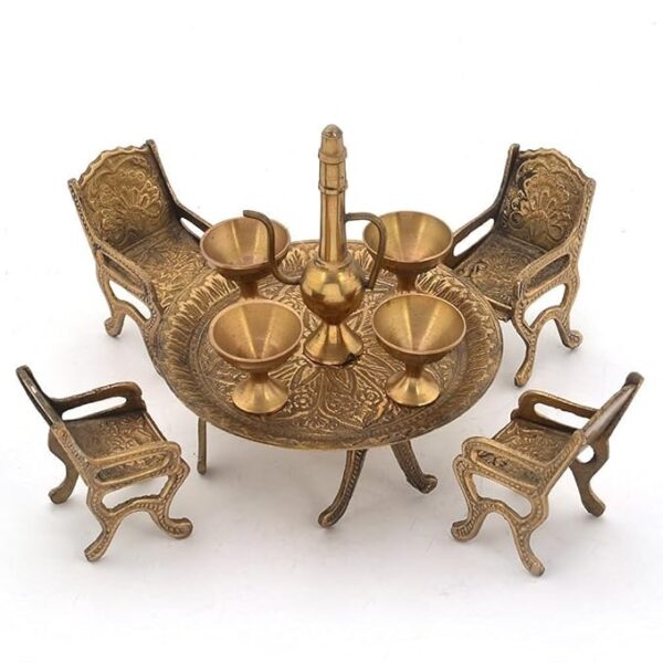 Royal Dining Table Set Elegant and Unique Antique Design Brass Vintage Rajasthani Decorative| Desk Accent| Gift| Showpiece| Interior Decoration Item| Room Decor| Home Decor| Handicraft