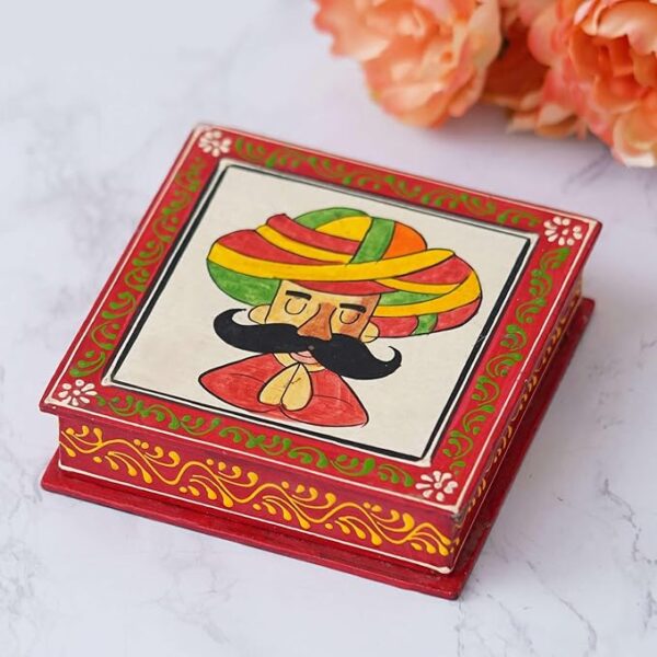 Handcrafted Rajasthani Wooden Tea Coasters Exquisite Table Decor from India